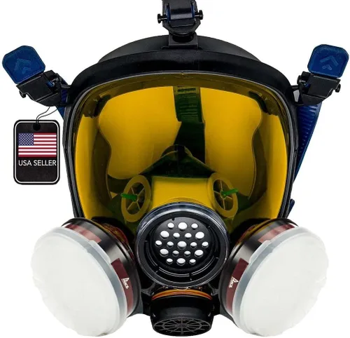 Vista 9 de Parcil Distribution Full Face Respirator Mask - Air Purifying, Organic Vapor & Particulate - Industrial Use - CE Tested