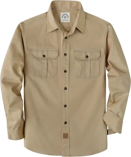 Vista 10 de Dubinik® Camisa de manga larga con botones para hombre, estilo casual, de trabajo, con dos bolsillos, de algodón, ajuste regular, vintage