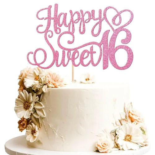 Vista 14 de 24 piezas de decoraciones para cupcakes de 16 cumpleaños con purpurina, ¡Hola 16! Dulces 16 desde 2008, púas para cupcakes de 16 años para celebrar