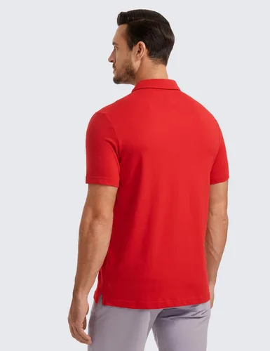 Vista 2 de CRZ YOGA Polo de golf para hombre, manga corta, absorbe la humedad, atlética, deportiva, casual, piqué