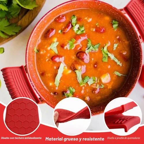 Vista 3 de Cobertura de mango de silicona con asistencia para ollas calientes, cubiertas de mango de sartén caliente, portamango de olla, funda de mango