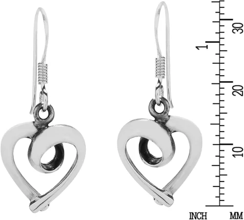 Vista 4 de Trendy Loving corazón cinta de plata de ley 925. Dangle Earrings