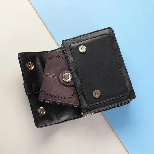 Vista 6 de SENDEFN Carteras pequeñas para mujer, con bloqueo RFID, de cuero, plegable, tarjetero con ventana de identificación