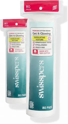 Vista 8 de Swisspers - Círculos exfoliantes premium de algodón – 80 unidades (paquete de 3) – 100% algodón puro, almohadillas de superficie de doble cara