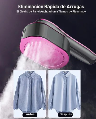 Vista 5 de Vaporizador y plancha 2 en 1 para ropa, vaporizador portátil de mano para prendas con pantalla LED, vaporizador de viaje grande para ropa con panel