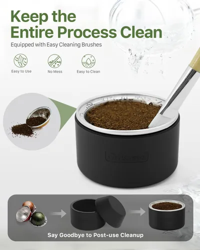 Vista 7 de Grasseed Kit de cápsulas reutilizables VertuoLine para cápsulas Nespresso con 50 tapas de sellos de papel de aluminio, cápsulas de café recargables