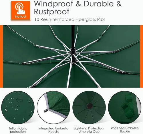 Vista 5 de Bodyguard Inverted Umbrella, Large Windproof Umbrellas for Rain & Sun, Compact Umbrella Reverse Umbrella with Reflective Stripe, Teflon Umbrella for