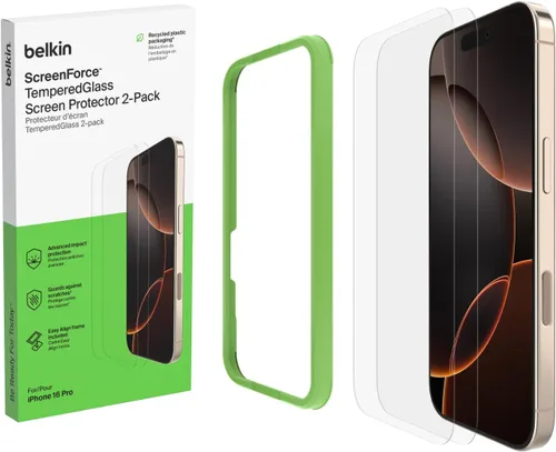Vista 21 de Belkin ScreenForce InvisiGlass - Protector de pantalla de privacidad para iPhone 16 Plus, protección contra impactos resistente a los arañazos