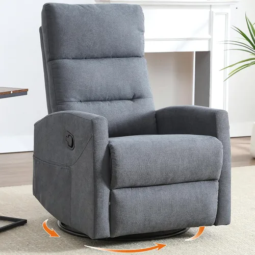 Vista 8 de Luxlen Manual Swivel Rocker Recliner Chair with Massage, Overstuffed Recliner Glider with Vibration Massage and Heat for Nursery, Living Room gris