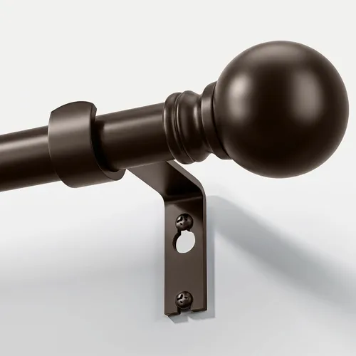 Vista 18 de Ceramic Black Curtain Rods for Windows 16 to 60 Inches Drapery Rods Adjustable Length Extendable Heavy Duty 1" Diameter iron Window Modern