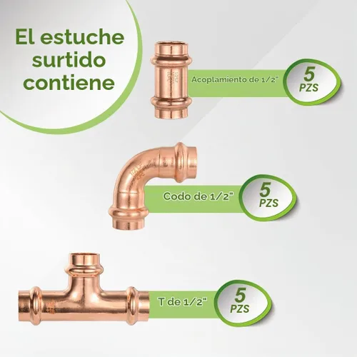 Vista 3 de Copper Pro - Juego de 15 accesorios de prensa de cobre para fontanería resistentes de 1/2 pulgada