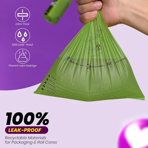 Vista 3 de Bolsas para excrementos de perro, 150 unidades con soporte (10 rollos), bolsas biodegradables, ecológicas y fáciles de abrir, bolsas gruesas