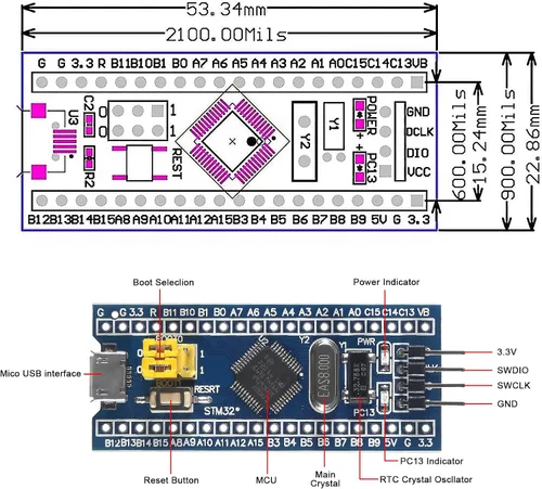Vista 6 de Alinan 2 unids ST-Link V2 Unidad de Programación Emulador Descargador (color al azar)+2pcs STM32F103C6T6 Placa de desarrollo de sistema mínimo
