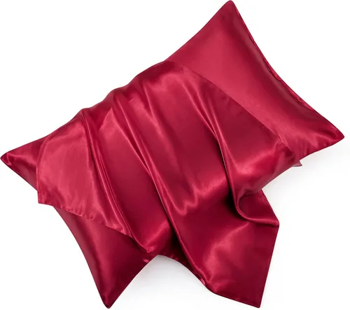 Vista 13 de Juego de 2 fundas de almohada de satén negro estándar con cierre de sobre, funda de almohada de seda negra para cabello y piel (20 x 26 pulgadas)