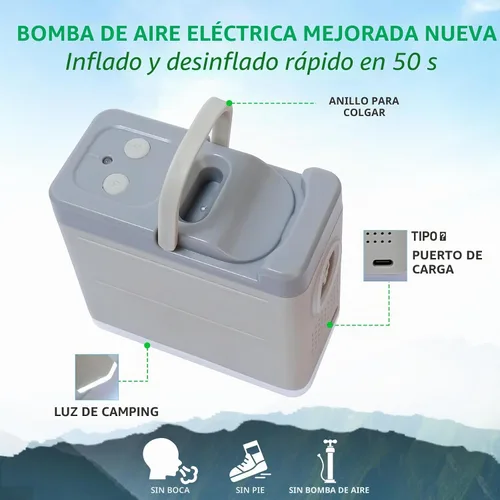 Vista 4 de Colchoneta de dormir autoinflable con bomba eléctrica, espuma viscoelástica ultra gruesa de 4 pulgadas con almohada, colchón de campamento aislado