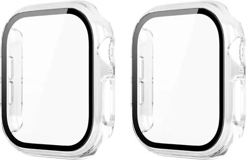Vista 18 de Juego de 2 fundas con protector de pantalla de vidrio templado para Apple Watch SE (Gen 1/2/3) Series 4/5/6 40mm, tacto suave, protección