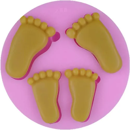 Vista 4 de Moldes de silicona para decoración de pastel de baby shower, 4 cavidades para hornear galletas, chocolate, cupcakes y arcilla polimérica