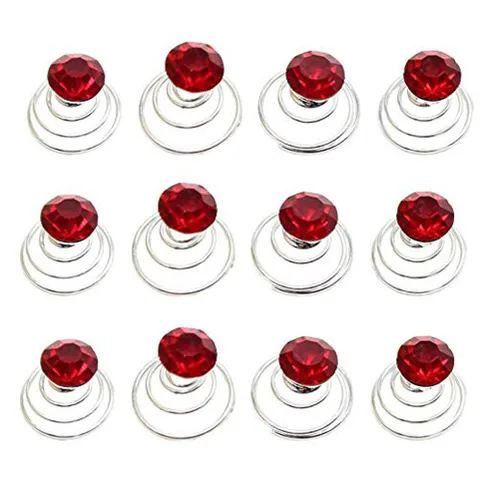 Vista 2 de canjoyn 24 horquillas para el cabello con gemas nupciales, espirales, espirales, espirales, para boda, espiral, tornados de cristal brillantes, Azul