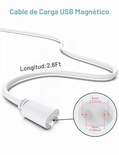 Vista 4 de Cable de carga USB DC magnético de 2.6 pies, cable de carga de repuesto (0.197 in/0.2 pulgadas)