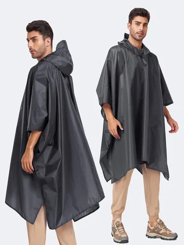 Vista 2 de SaphiRose Poncho de lluvia con capucha impermeable para hombres, mujeres y adultos
