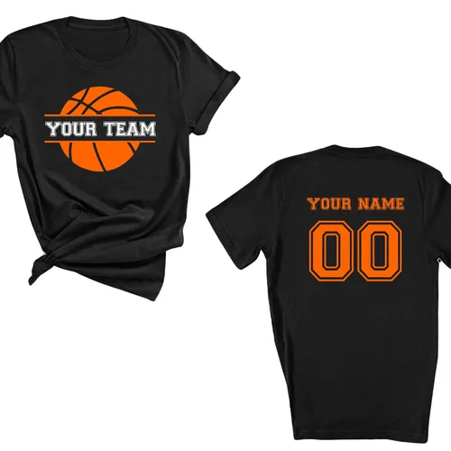 Vista 3 de Personalized Handmade Custom Basketball Team Shirt – Double-Sided Custom Name & Number with Basketball Logo, Custom Sports Tee