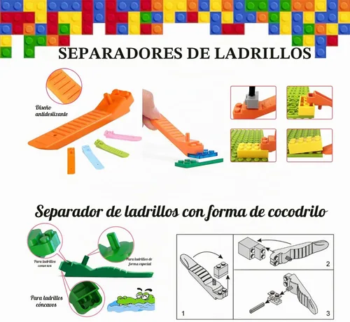 Vista 5 de Kit de herramientas de bloques de construcción, separador de ladrillos, juego de herramientas de mini bloques, martillo multifuncional, alicates Azul