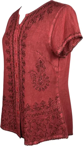 Vista 2 de Agan Traders Blusa medieval bohemia bordada para mujer