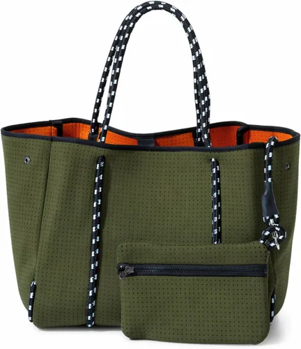 Vista 28 de POPUPS Bolso grande de neopreno para mujer - Bolso de mano de diseñador para todos los días, para el trabajo, la playa y viajes con bolsillos
