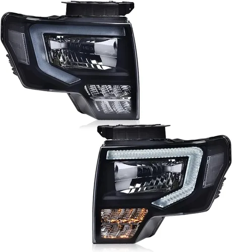 Vista 14 de PIT66 Conjunto de faros delanteros LED compatible con Ford F150 2009 2010 2011 2012 2013 2014, lente transparente para conductor y pasajero, carcasa