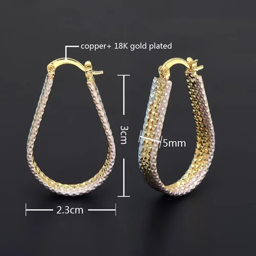 Vista 3 de Aretes de aro de oro de moda para mujer, aretes de aro hipoalergénicos, aretes de oro de moda para mujer, aretes de aro de oro perfectos, idea