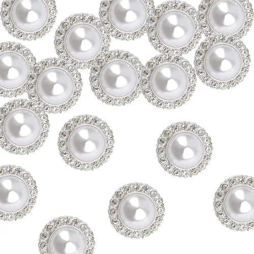 Vista 8 de 30 botones de perlas sintéticas, botones acrílicos de perlas retro vintage dorados, redondos, de cristal, para coser, para manualidades, 0.91 Perla