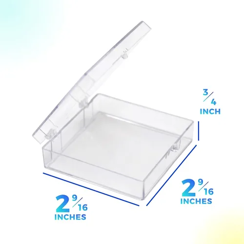Vista 6 de Clear Hinged Caja de plástico 2 9/16" L x 2 9/16" W x 3/4" H – 20 piezas por pack