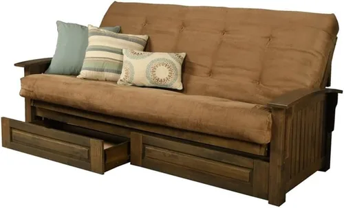 Vista 14 de Kodiak Furniture Washington - Marco de futón tamaño Queen con cajones de almacenamiento, marco de futón de madera con colchón incluido en color azul