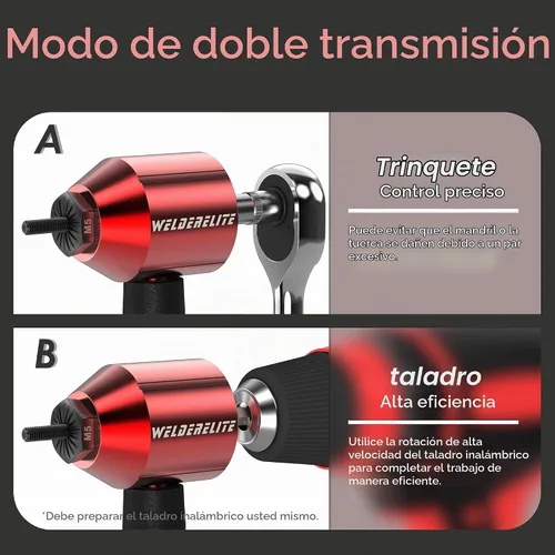 Vista 4 de Kit de herramienta adaptador de tuerca de remache WelderElite Contiene 290 tuercas de remache y 13 mandriles
