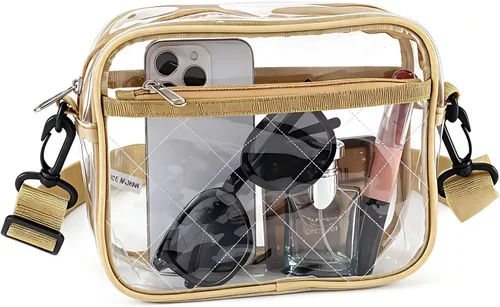 Vista 11 de Bolsa transparente para eventos de estadio – Bolso transparente para mujer con correa de hombro extraíble, bolsa cruzada transparente