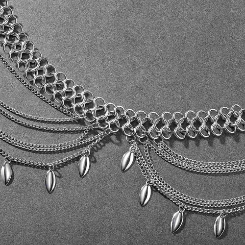 Vista 6 de Victray Cadena de cintura de vientre para mujer, cadenas de cuerpo de lentejuelas, joyería de cintura de moda, accesorio de joyería para el cuerpo