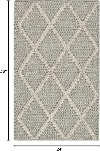Vista 2 de SAFAVIEH Colección Natura - Alfombra decorativa de 2 x 3 pies, gris, hecha a mano de lana y viscosa, ideal para áreas de alto tráfico en entrada