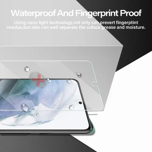 Vista 5 de Protector de pantalla de vidrio templado para Galaxy S21 + protector de lente de cámara [2 + 2 unidades] [compatible con fundas] [antiarañazos]