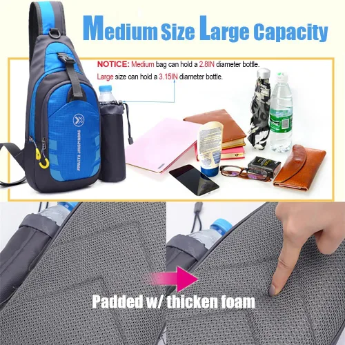 Vista 4 de Peicees - Mochila tipo bandolera para viaje, bicicleta o gimnasio para hombre o mujer