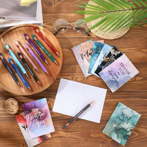 Vista 4 de Kosiz - 120 unidades de regalo de regreso a clases, pequeño cuaderno inspirador con bolígrafos de agradecimiento para empleados, regalos
