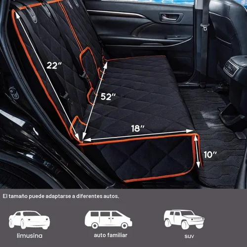 Vista 2 de Funda de asiento de automóvil para perro, antideslizante, impermeable, resistente, cinturón de seguridad central, compatible con reposabrazos