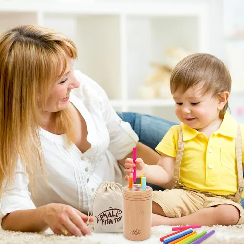 Vista 7 de Juguetes Montessori para niños de 1 a 3 años: Juguetes de aprendizaje de madera para clasificar colores para niños pequeños de 1, 2 y 3 años