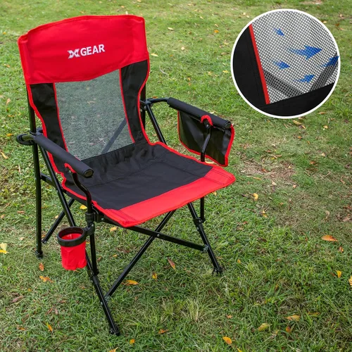 Vista 6 de Silla de camping para adultos, 350 libras, respaldo de malla transpirable