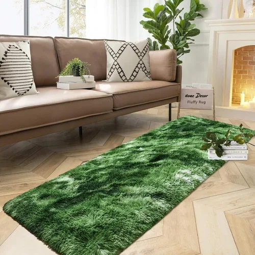 Vista 60 de DweIke Alfombras de pasillo beige esponjosas para dormitorio, 2 x 6 pies, alfombra larga de felpa suave para niñas y niños, antideslizante y lavable