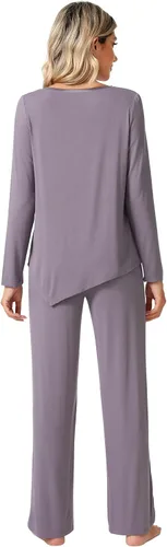 Vista 2 de WiWi Bamboo Viscose Pajamas Set for Women Soft Long Sleeve Pj Sleepwear Knit Jammies Pants Lounge Sets Loungewear S-XXL