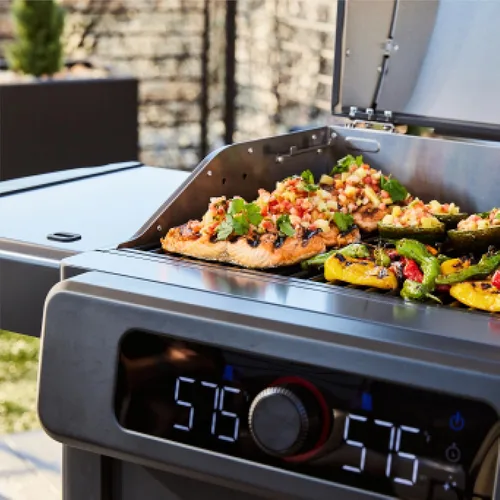 Vista 5 de Current® Model G - Parrilla eléctrica inteligente para exteriores con rango de 200-700 °F para asar, precisión digital, zonas de calor