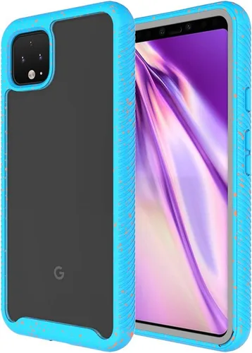 Vista 4 de Funda transparente resistente para Google Pixel 4, funda híbrida a prueba de golpes, protector de pantalla integrado, serie Guardian, funda para Azul