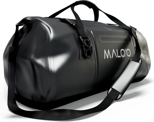 Vista 14 de Bolsa de lona impermeable Malo’o, bolsa de equipo resistente enrollable impermeable con correas para el hombro y bucles Molle, bolsa marina de lona