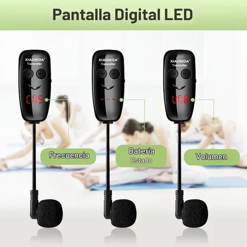 Vista 2 de Auriculares con Micrófono Inalámbrico, Sistema de Micrófono y Altavoz de Cabeza UHF, Auriculares Profesionales con Amplificador de Voz y Micrófonos