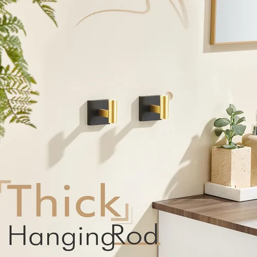 Vista 10 de KOKOSIRI Ganchos para batas de baño, ganchos para toallas, ganchos montados en la pared, accesorios de baño, paquete de 2 unidades, color negro